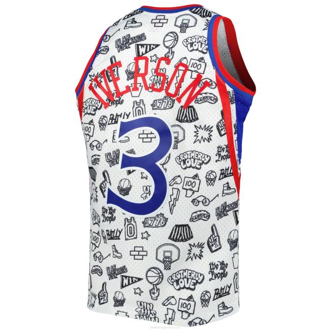 NBA N40H7698 philadelphia 76ers allen iverson mitchell & ness white jersey swingman