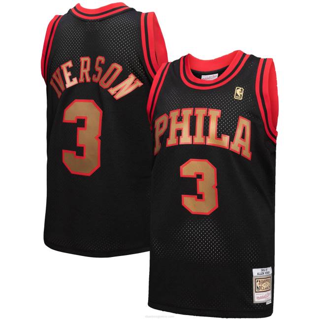 NBA N40H7849 philadelphia 76ers allen iverson mitchell & ness μαύρο σκληρό ξύλο classics reload 3.0 swingman jersey
