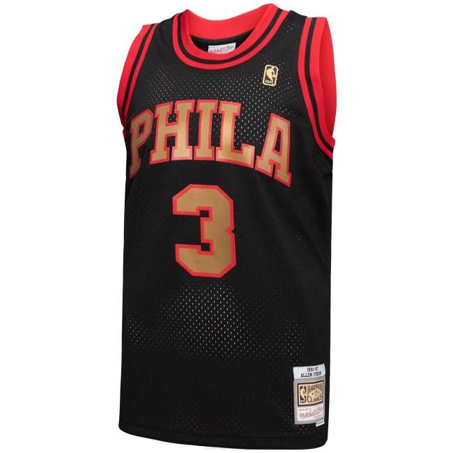 NBA N40H7849 philadelphia 76ers allen iverson mitchell & ness μαύρο σκληρό ξύλο classics reload 3.0 swingman jersey