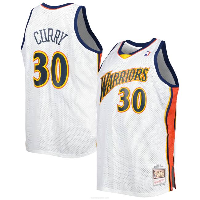 NBA N40H4915 Golden State Warriors Stephen Curry, λευκή μεγάλη και ψηλή φανέλα κλασικού swingman από σκληρό ξύλο