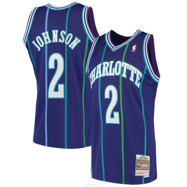 NBA N40H3179 Charlotte Hornets Larry Johnson Mitchell & ness purple 199 classics swingman jersey