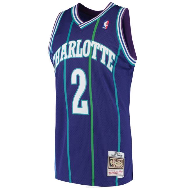 NBA N40H3179 Charlotte Hornets Larry Johnson Mitchell & ness purple 199 classics swingman jersey
