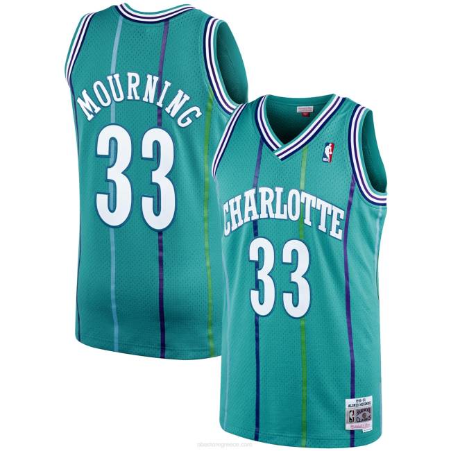 NBA N40H6986 charlotte hornets alonzo mourning teal 199 classics swingman player jersey