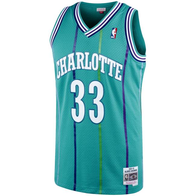 NBA N40H6986 charlotte hornets alonzo mourning teal 199 classics swingman player jersey
