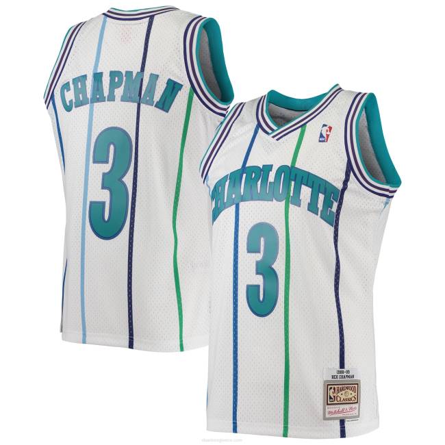 NBA N40H7597 charlotte hornets rex chapman Mitchell & ness white 1988-89 κλασική φανέλα swingman από σκληρό ξύλο