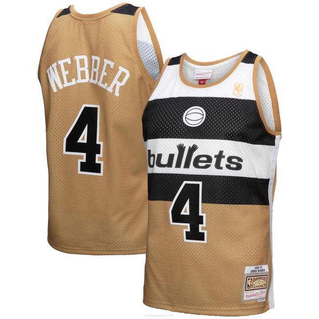 NBA N40H3852 washington bullets chris webber Mitchell & ness χρυσό κλασικό σκληρό ξύλο reload 3.0 swingman jersey