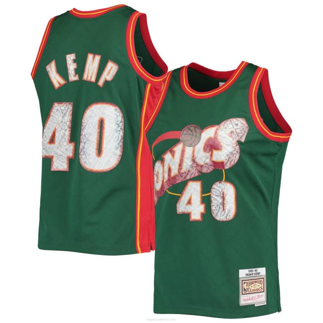 NBA N40H6611 Seattle supersonics Shawn Kemp green hardwood classics 75η επέτειος φανέλα swingman με διαμάντια
