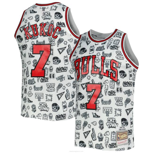 NBA N40H1913 chicago bulls toni Kukoc Mitchell & ness λευκό σκληρό ξύλο classics doodle swingman jersey
