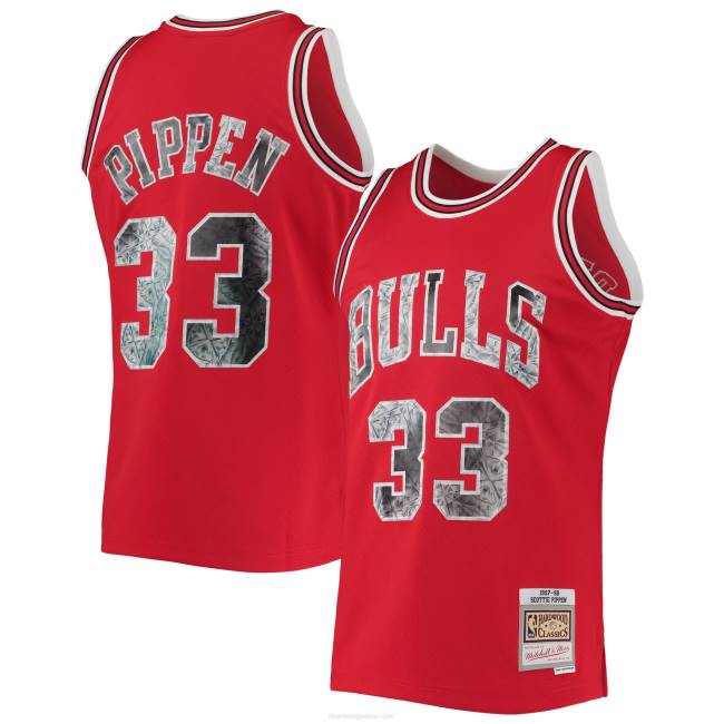 NBA N40H2742 chicago bulls Scottie Pippen κόκκινο κλασικό σκληρό ξύλο φανέλα 75ης επετείου με διαμάντια swingman