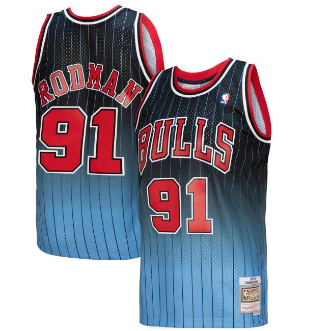 NBA N40H3665 chicago bulls dennis rodman μαύρο/γαλάζιο σκληρό ξύλο κλασική φανέλα fadeaway swingman