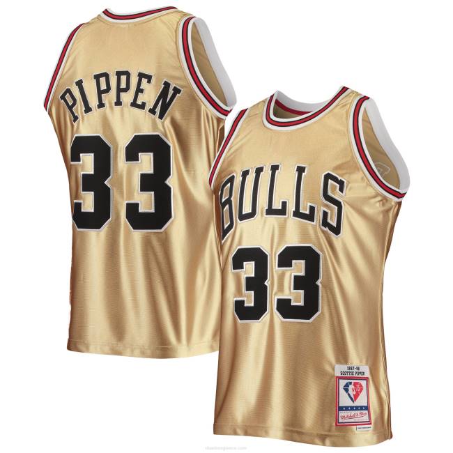 NBA N40H4345 chicago bulls Scottie Pippen Gold Mitchell & ness 75η επέτειος κλασική φανέλα swingman από σκληρό ξύλο