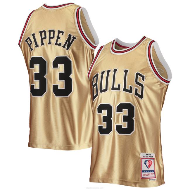 NBA N40H4345 chicago bulls Scottie Pippen Gold Mitchell & ness 75η επέτειος κλασική φανέλα swingman από σκληρό ξύλο