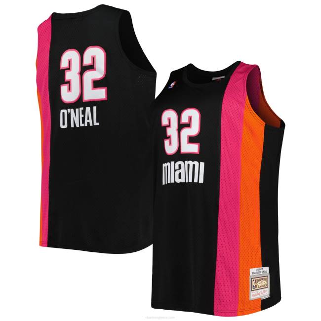 NBA N40H8125 Μαϊάμι Heat Shaquille O'neal μαύρη μεγάλη και ψηλή φανέλα κλασικού swingman από σκληρό ξύλο